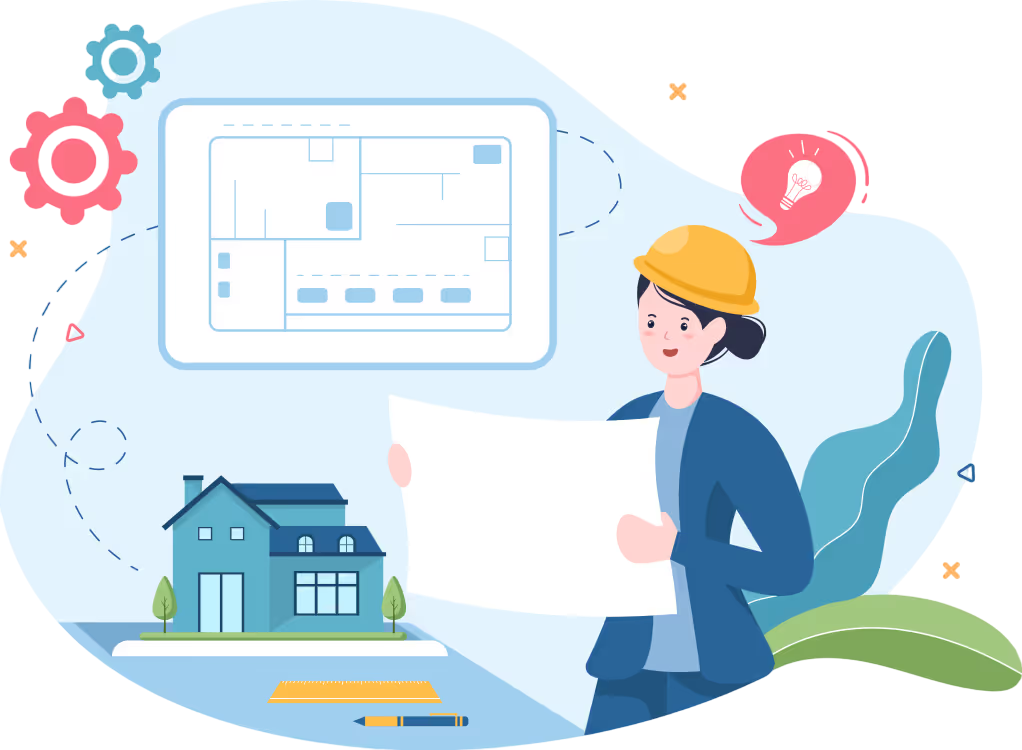 Illustration of a person on a podium holding a flag